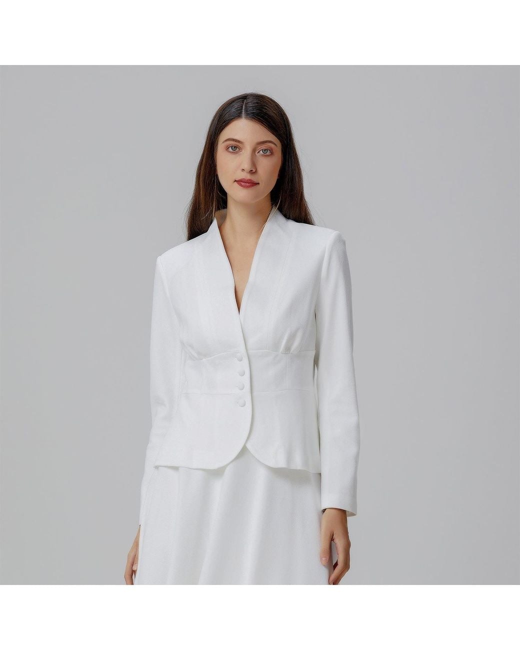 Smart and Joy Gray Fitted And Flared Jacket