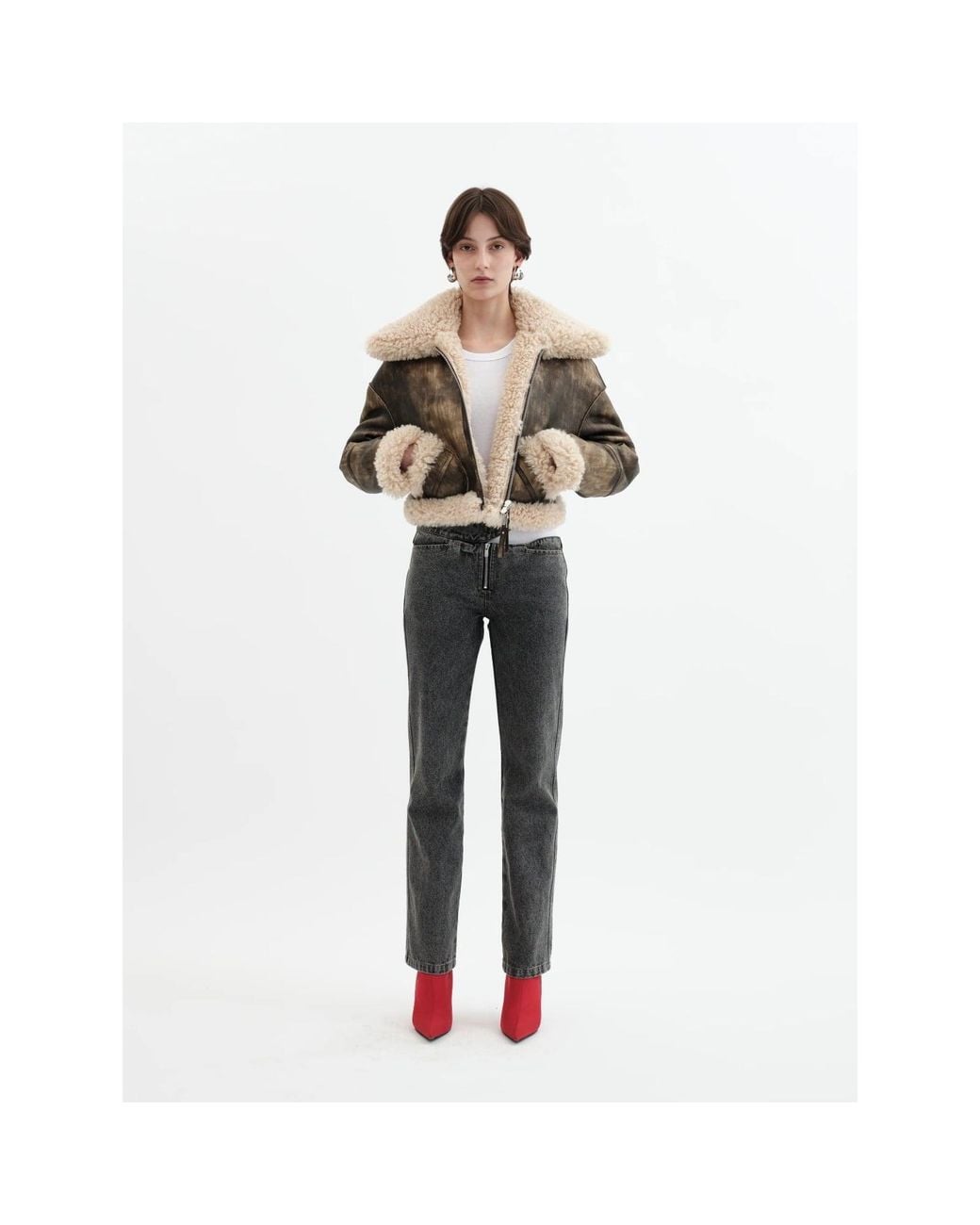 Jakke Natural Aviator Cropped Jacket Antique