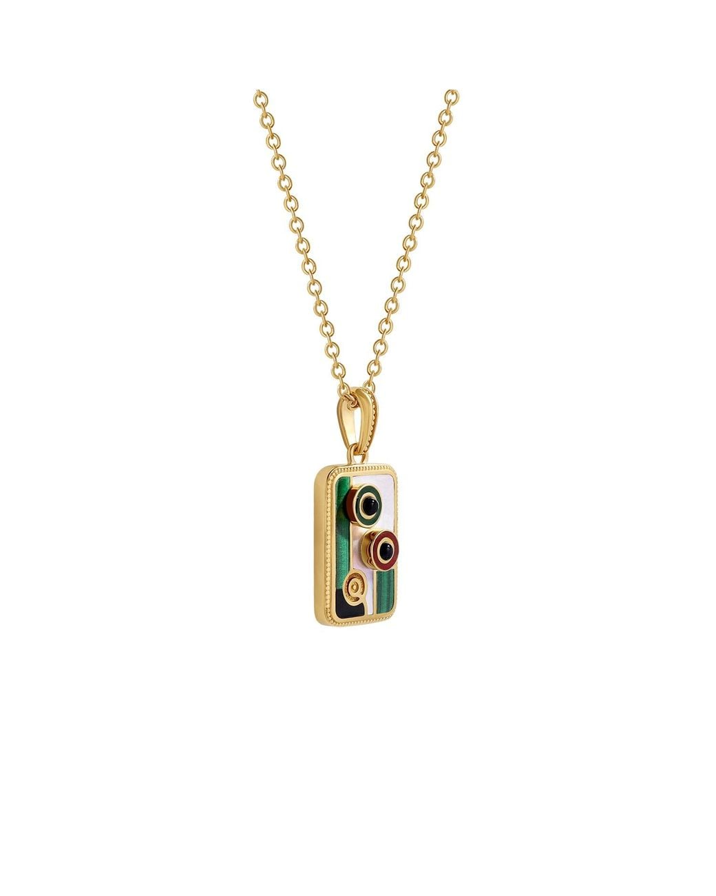 Karma and Luck Metallic Bold Harmony Two Dot Multi-Stone Mahjong Necklace
