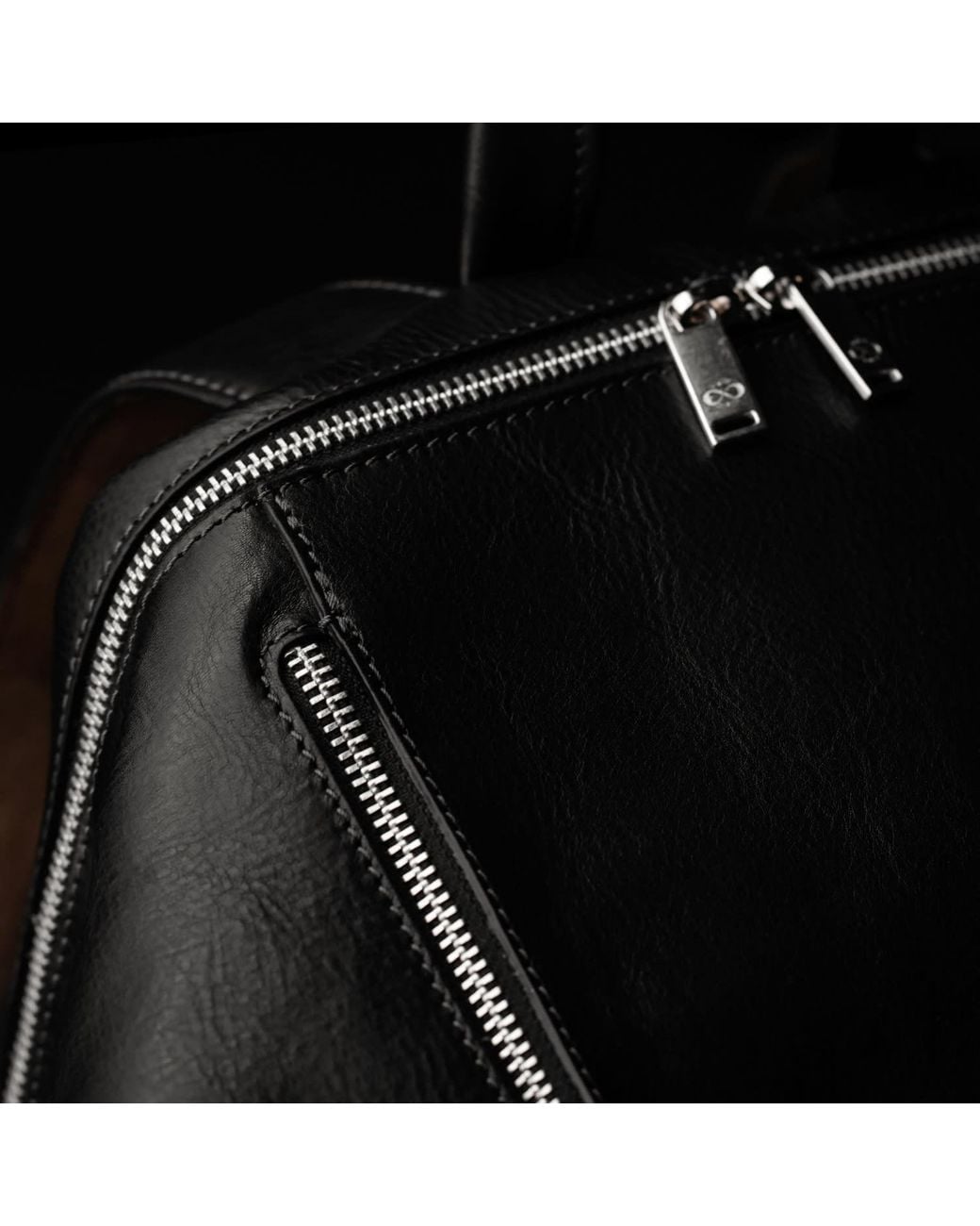 Time Resistance Black Leather Backpack For for men