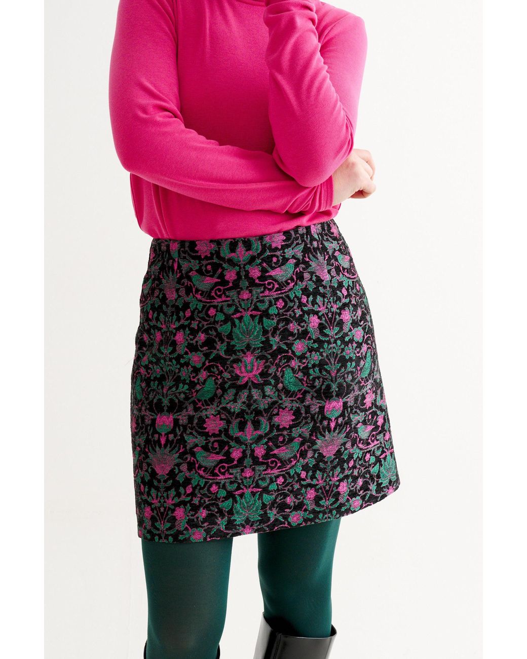 Louche Blue Aubin Belle Plume Jacquard A-Line Mini Skirt