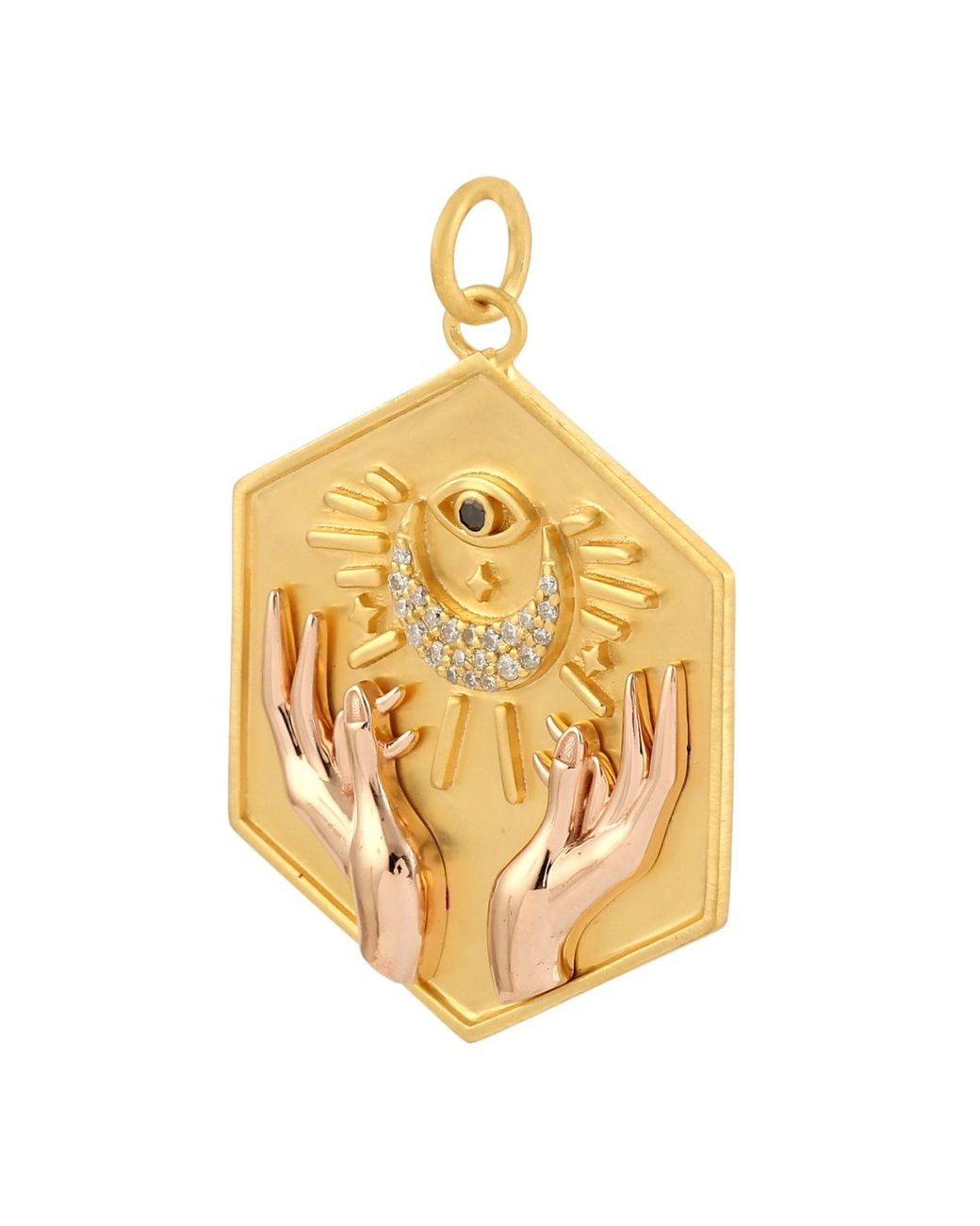 Artisan Metallic 14K & Rose Diamond Crescent Moon Eye Pendant