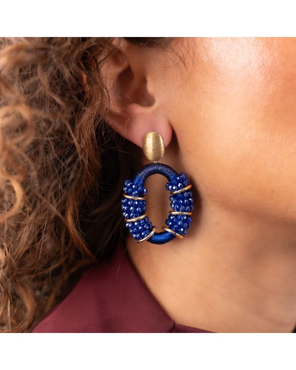 LOTT.gioielli Blue Combi Oval Deluxe Earrings M