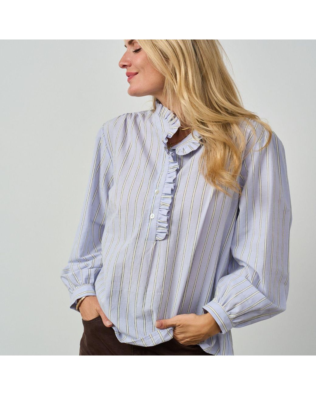 Luella Fashion Blue Kinross Cotton Blouse & Stripes