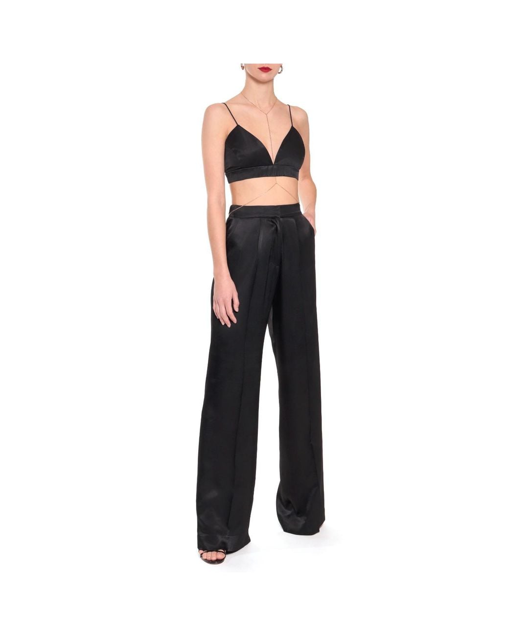 AGGI by HALEWSKI Black Asha Satin Glossy Bralette Top
