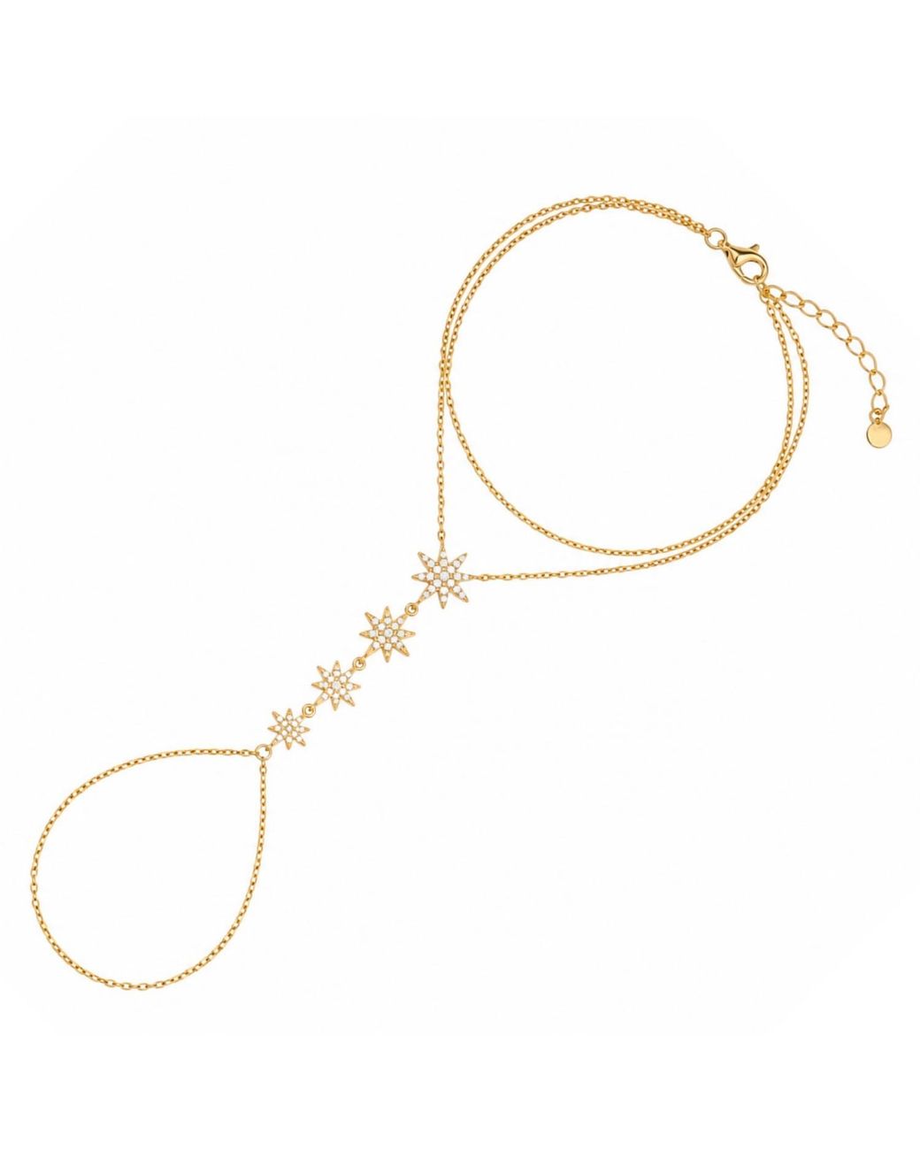 Spero London Metallic Stars Of Universe Sterling Plated Hand Chain Ring