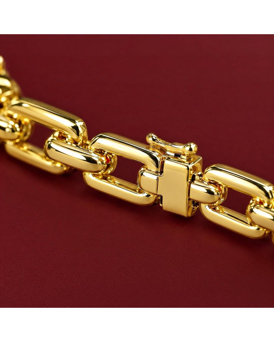 Saéa Metallic Warm Rectangle Link Chain Bracelet