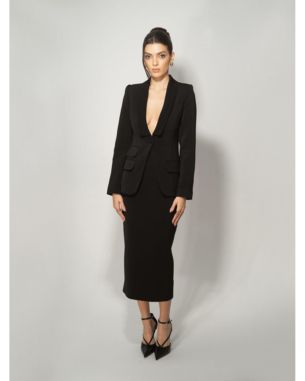 Tia Dorraine Black Vision Tailored Blazer & Skirt Suit