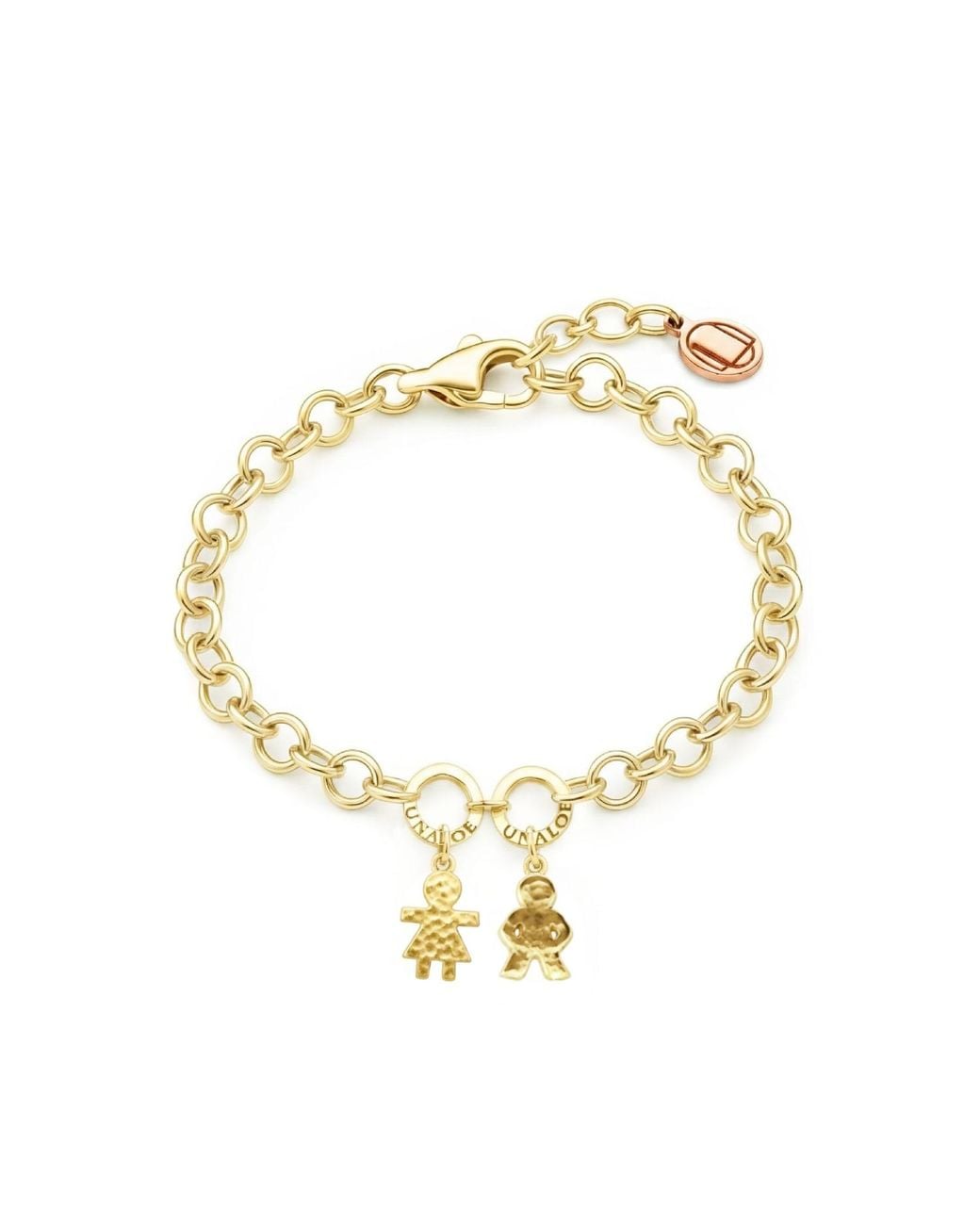 Unaloe Metallic Plated Bracelet With Two Baby Charms