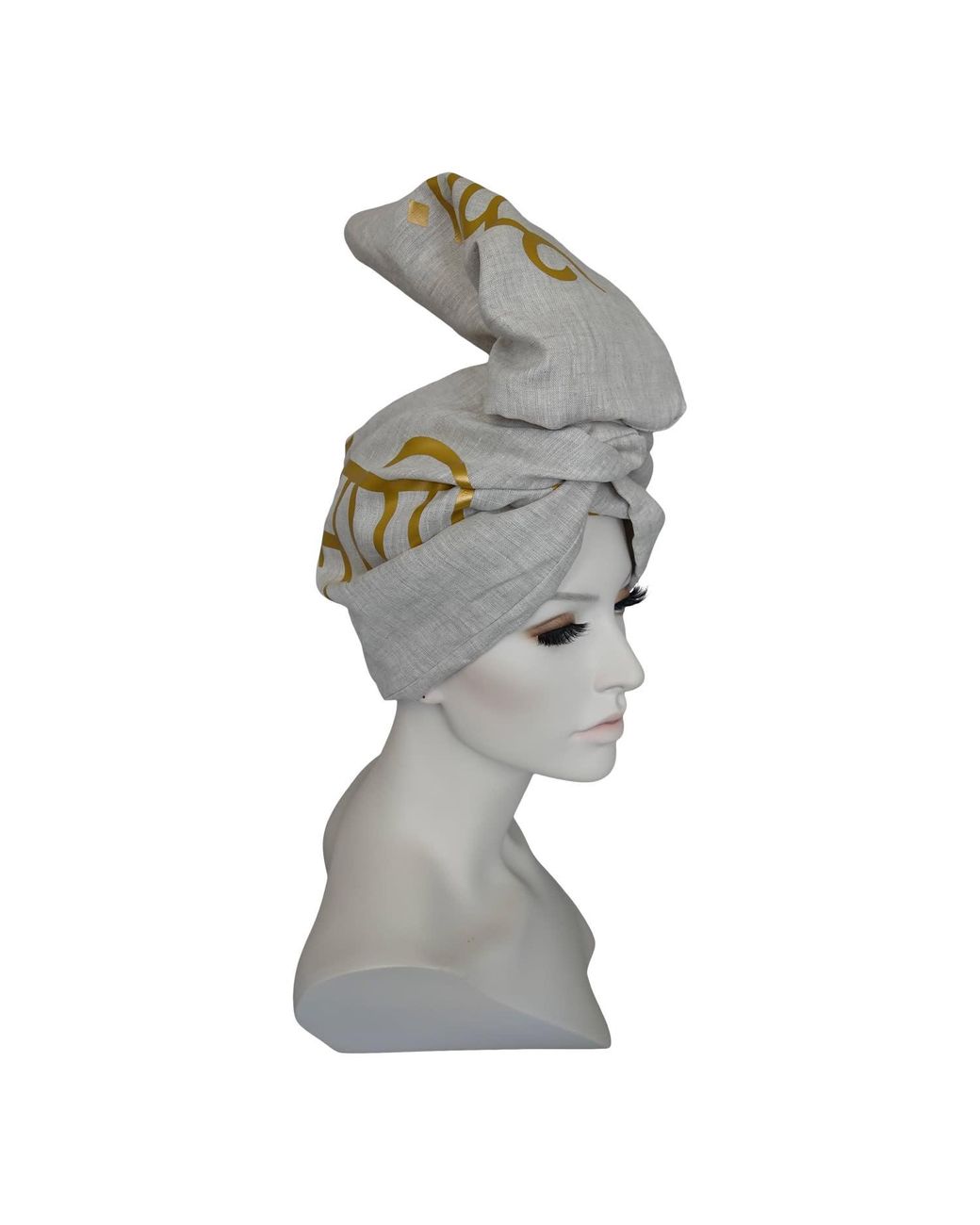Romer Millinery Gray Neutrals Twisturban Turban Oatmeal Handkerchief Linen "Om"