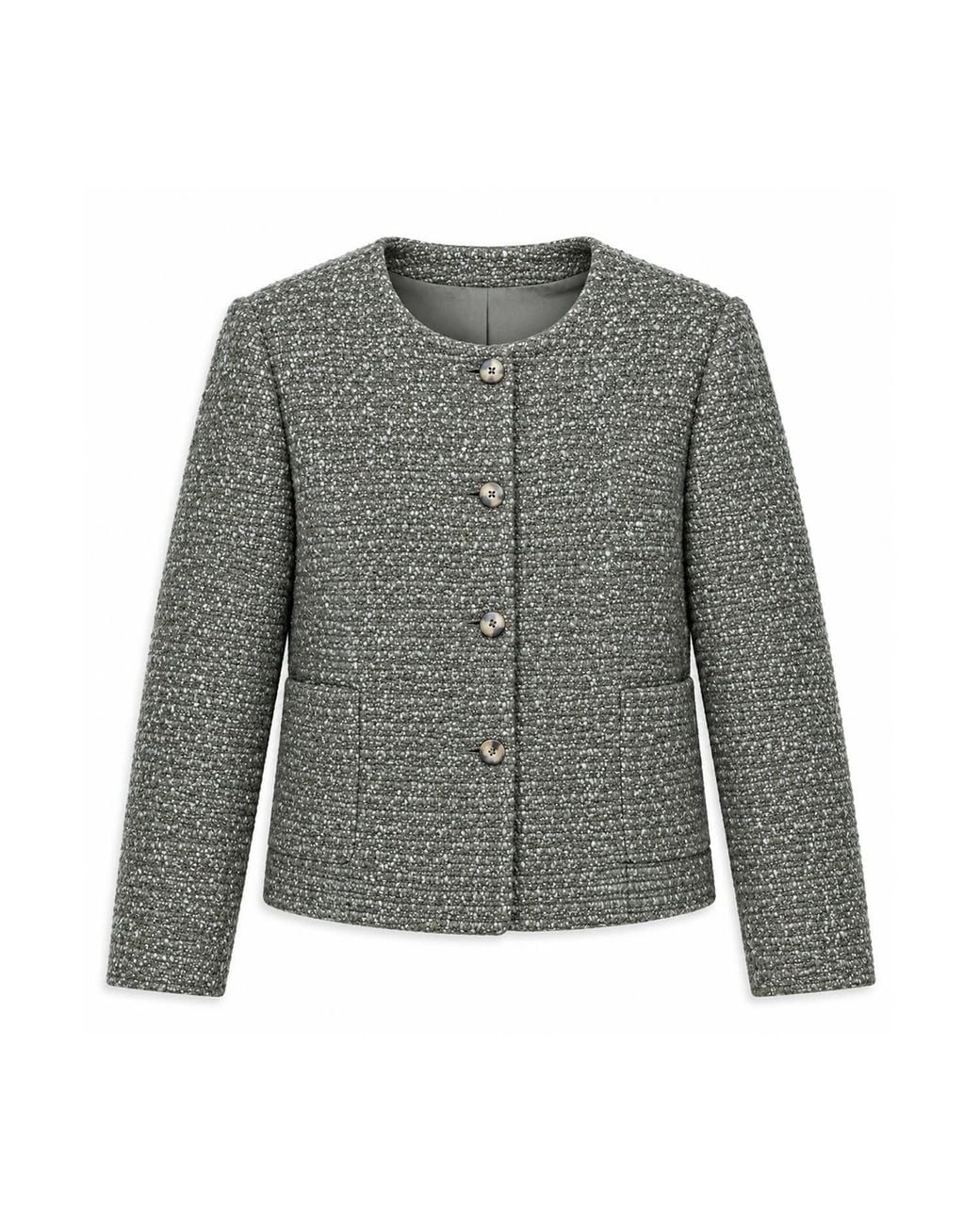 Stovaria Gray Handwoven Textured Wool Winter Jacket