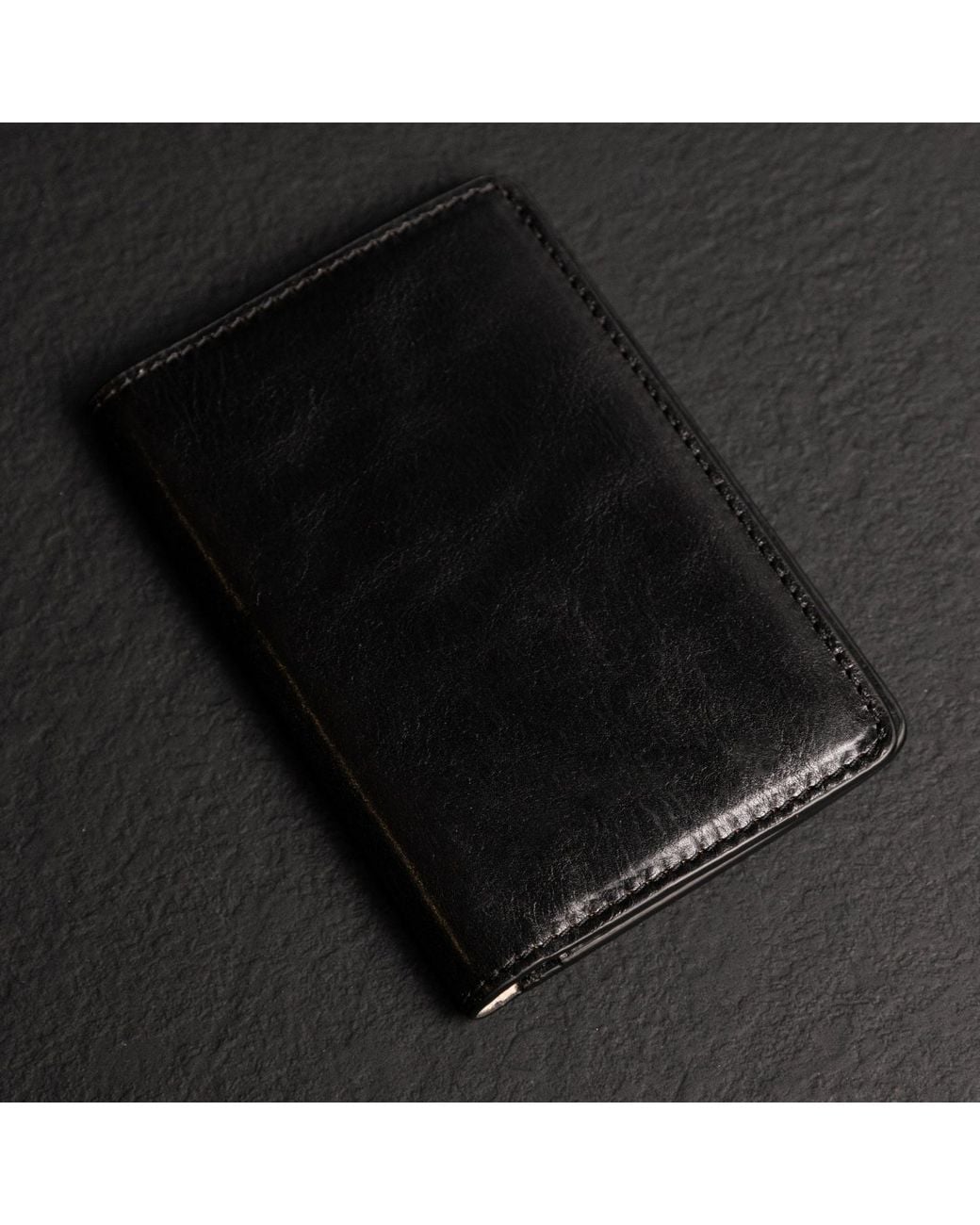 Time Resistance Black Small Leather Passport Holder For