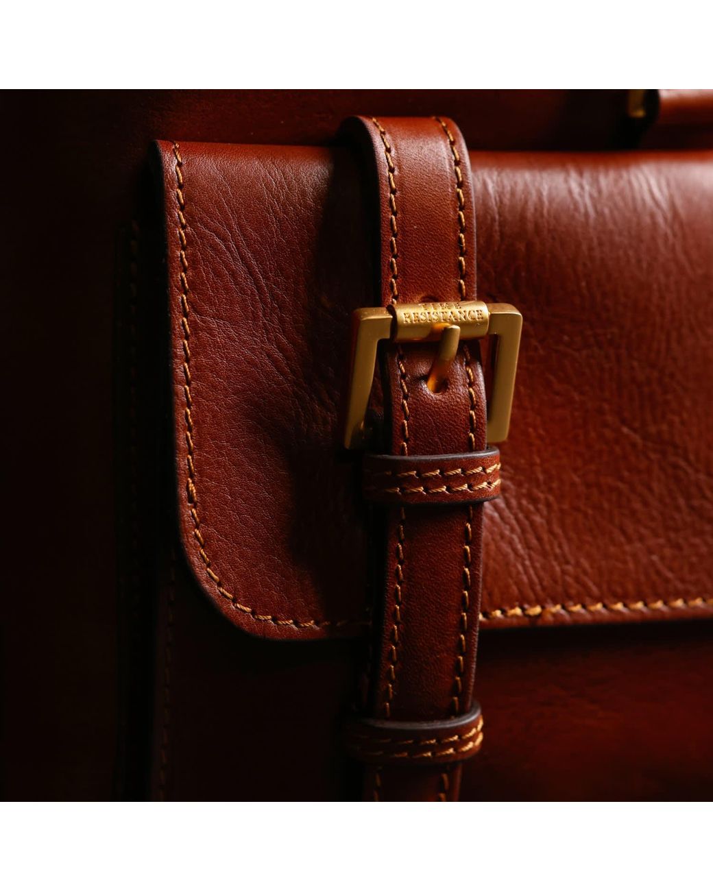 Time Resistance Brown Large Leather Backpack Cognac