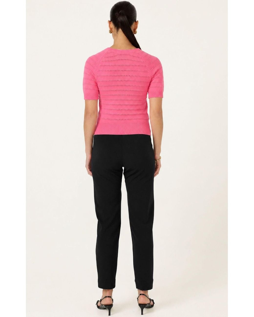 SACHA DRAKE Pink Eyelet Knit Top