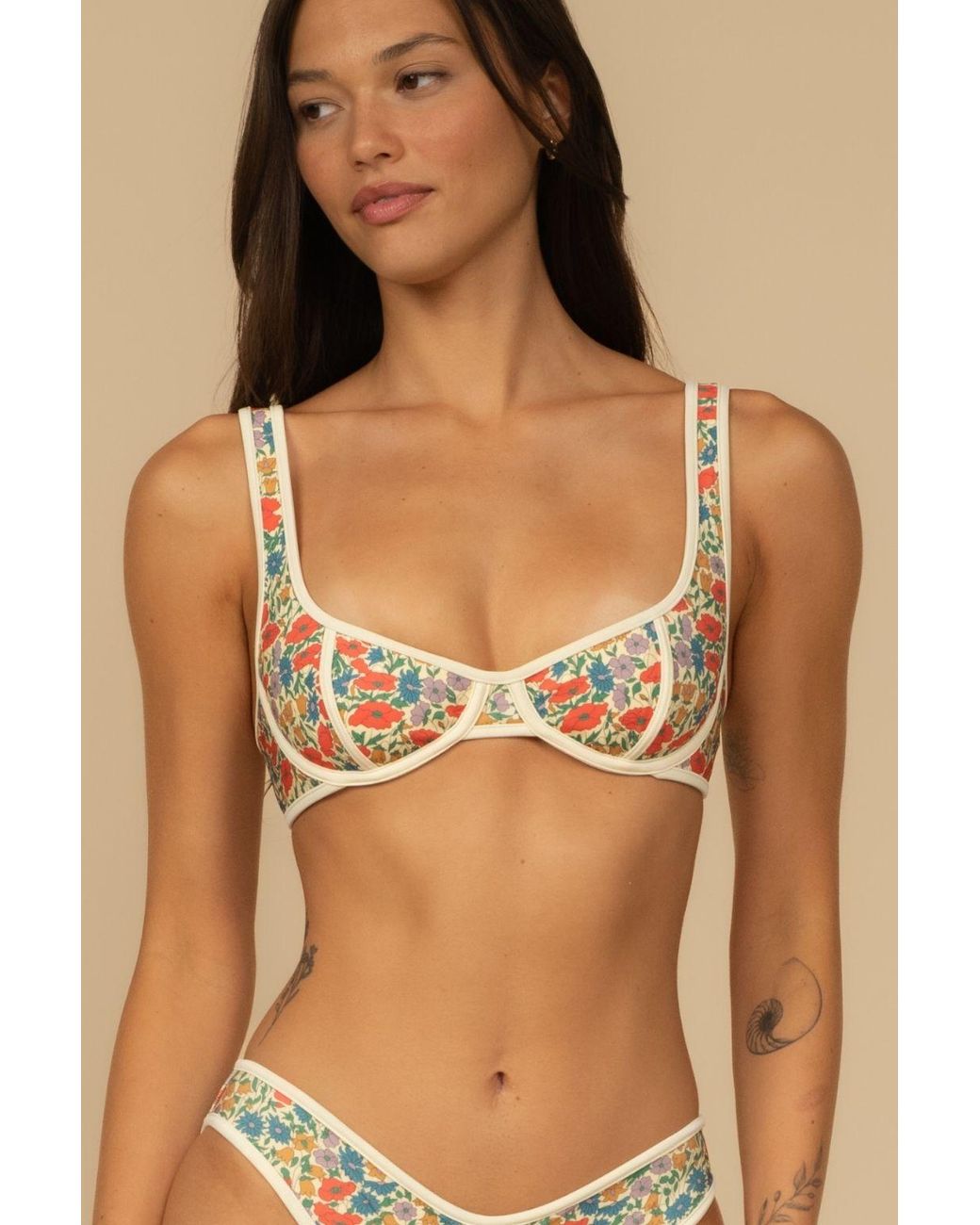 Montce Multicolor Florencia Floral Romy Binded Bikini Top