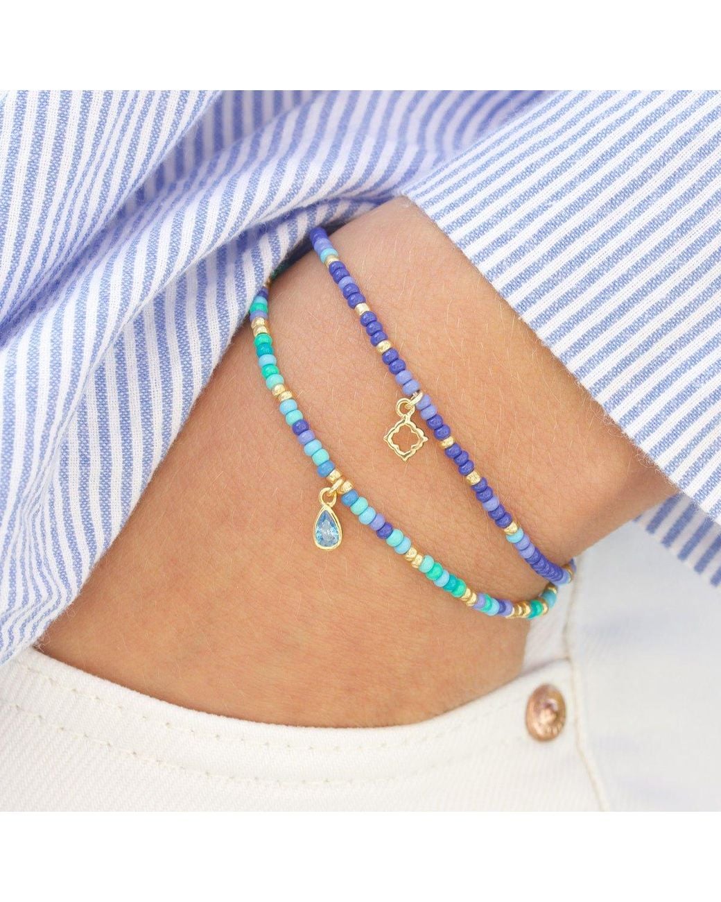 With Love Darling Metallic Water Drop Beaded Bracelet
