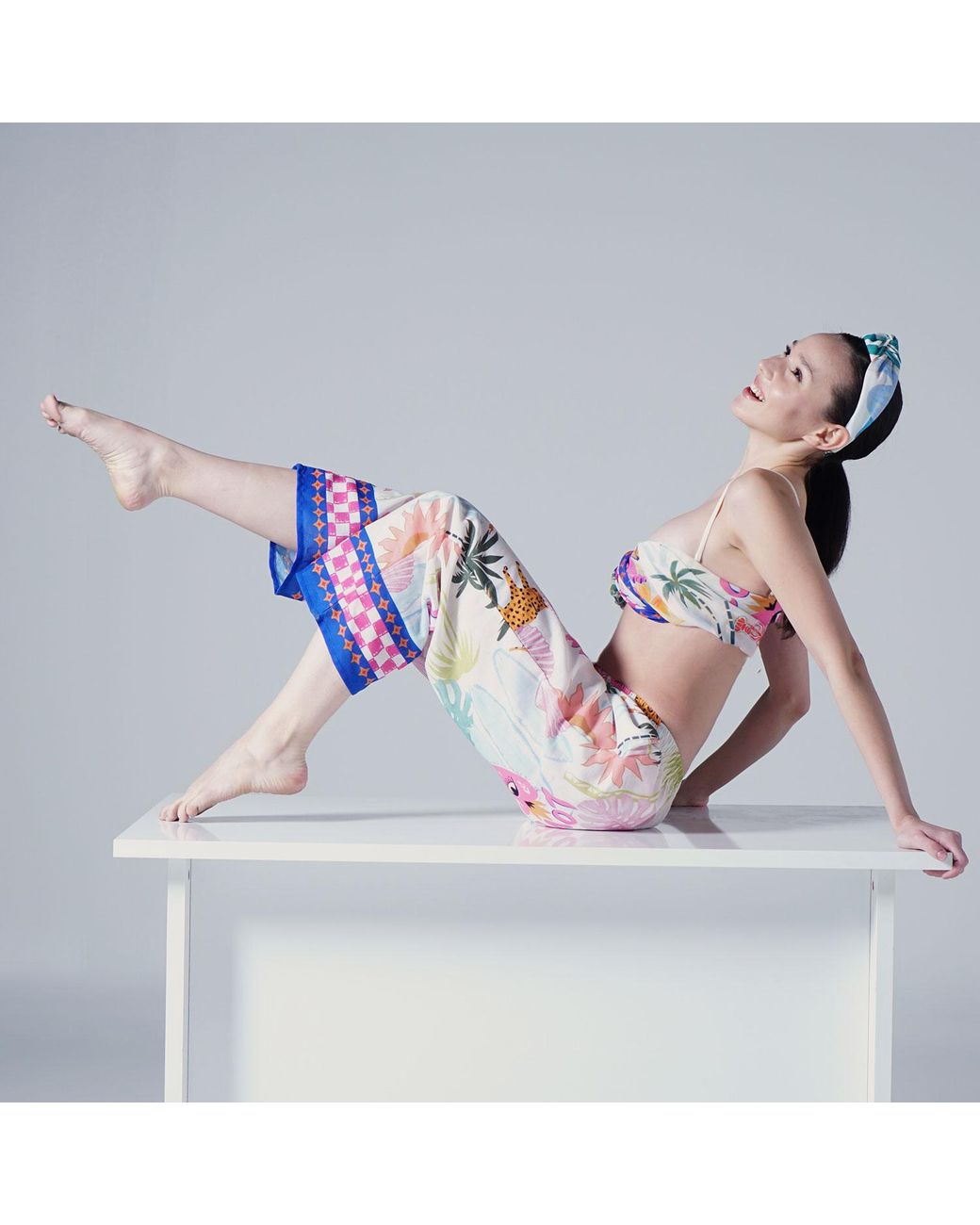 LOVEIST STORE Multicolor Mercy Tropical Print Wide Leg Resort Trousers