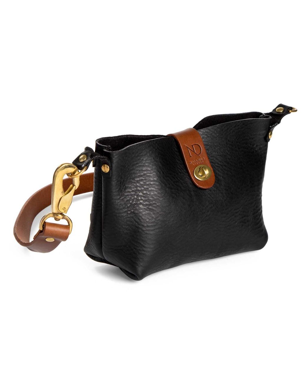 N'damus London Black Mini Adanna Leather Crossbody Bag