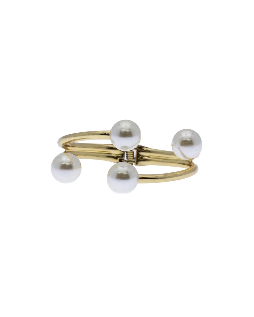Saachi Metallic Hinged Pearl Cuff Bracelet