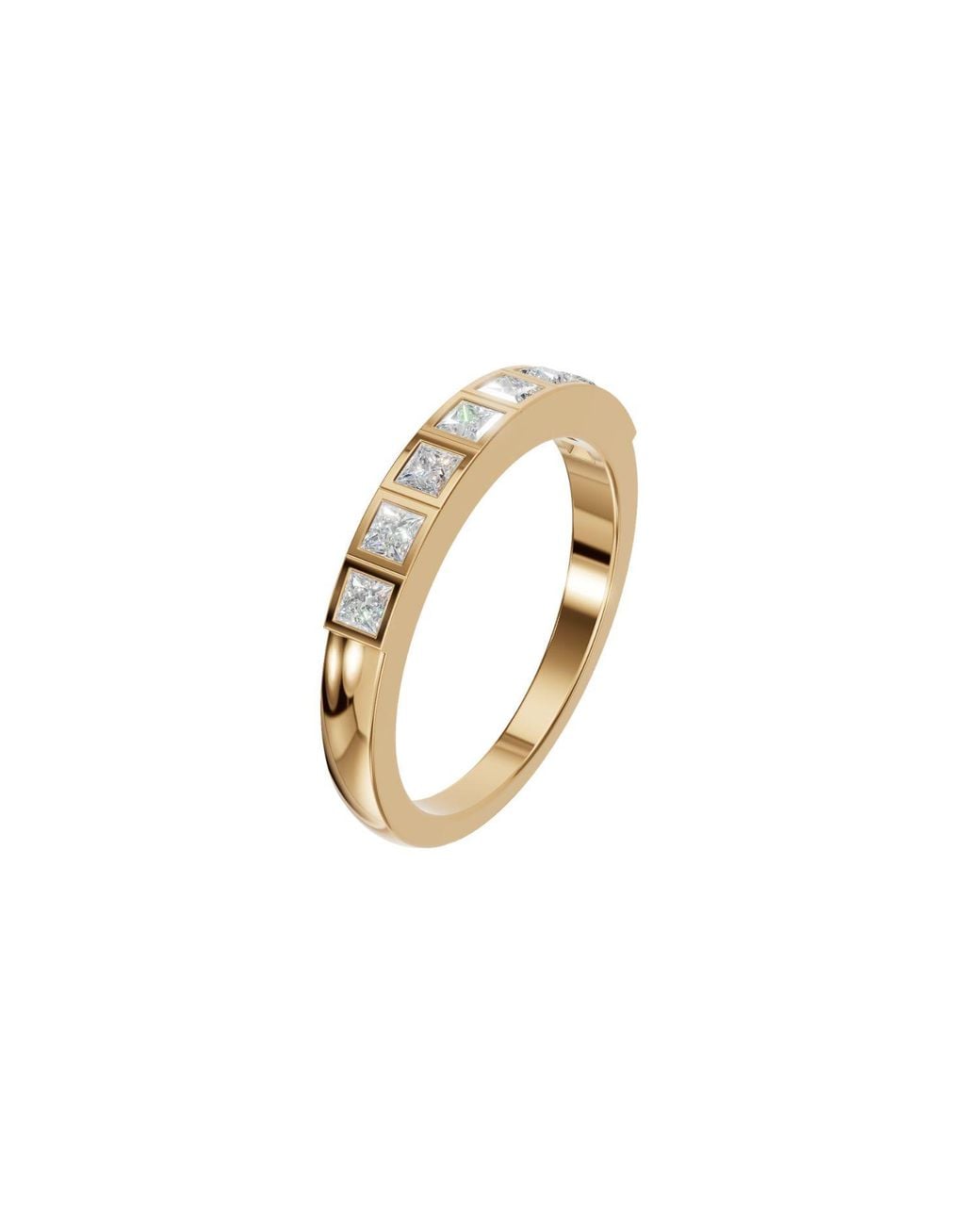 Aya Fine Jewelry Metallic Wren Princess Cut Lab Grown Diamond Channel- Set Stacking Band Ring