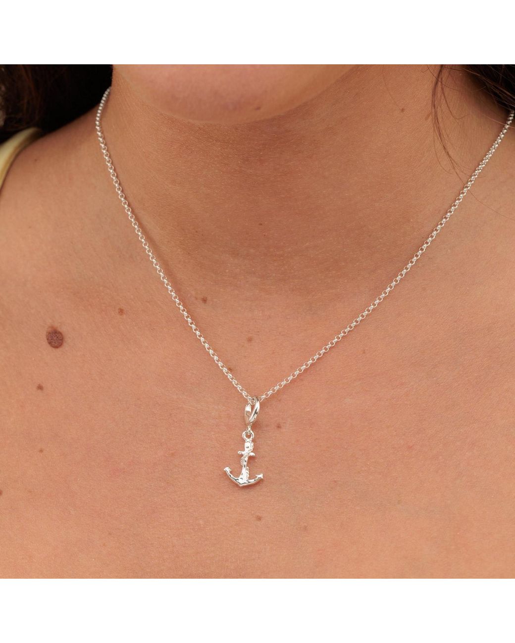 Lily Charmed Metallic Sterling Anchor Charm Necklace
