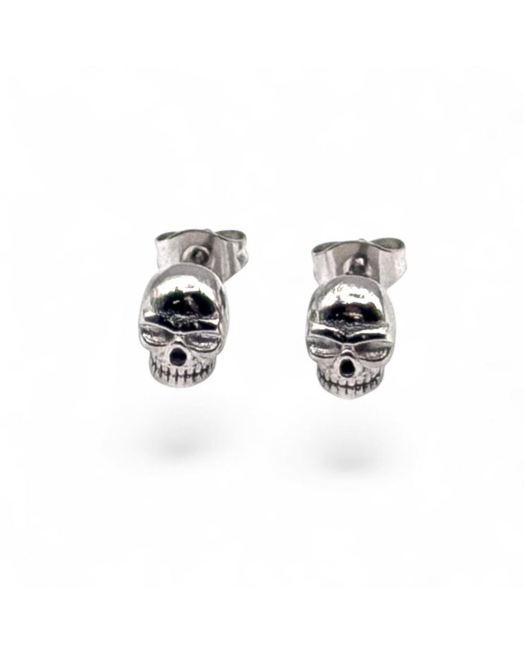 Jagged Halo Jewelry Black Skull Micro Stud Earrings