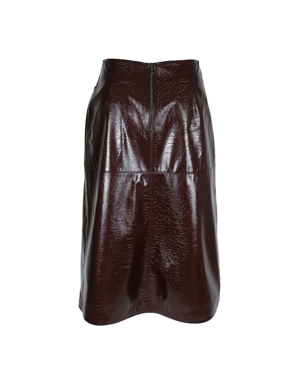 Lalipop Design Purple Mid-length Vegan Patent Leather Maroon Skirt