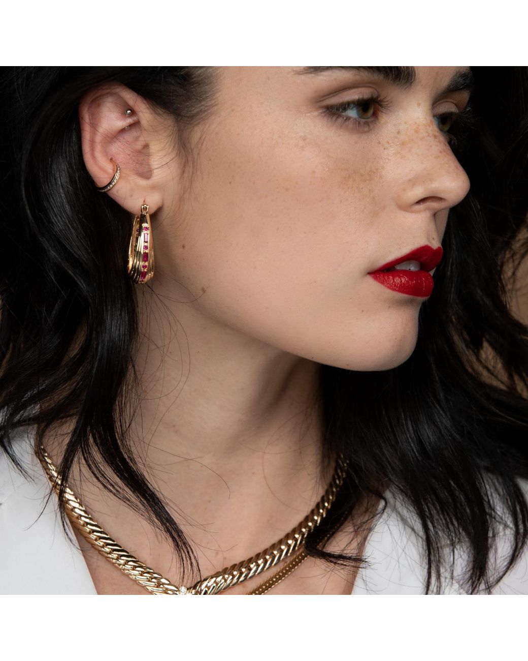 Glamrocks Jewelry Metallic Inner Light Hoops