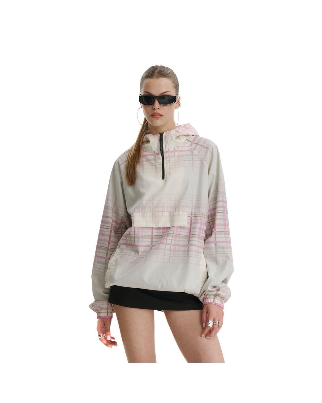 mysimplicated Gray Neutrals Water Repellent Windbreaker Elia Check Design W