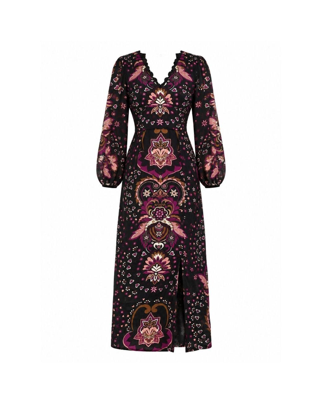 Rose & Nancy Red Annaline Print Midi Dress