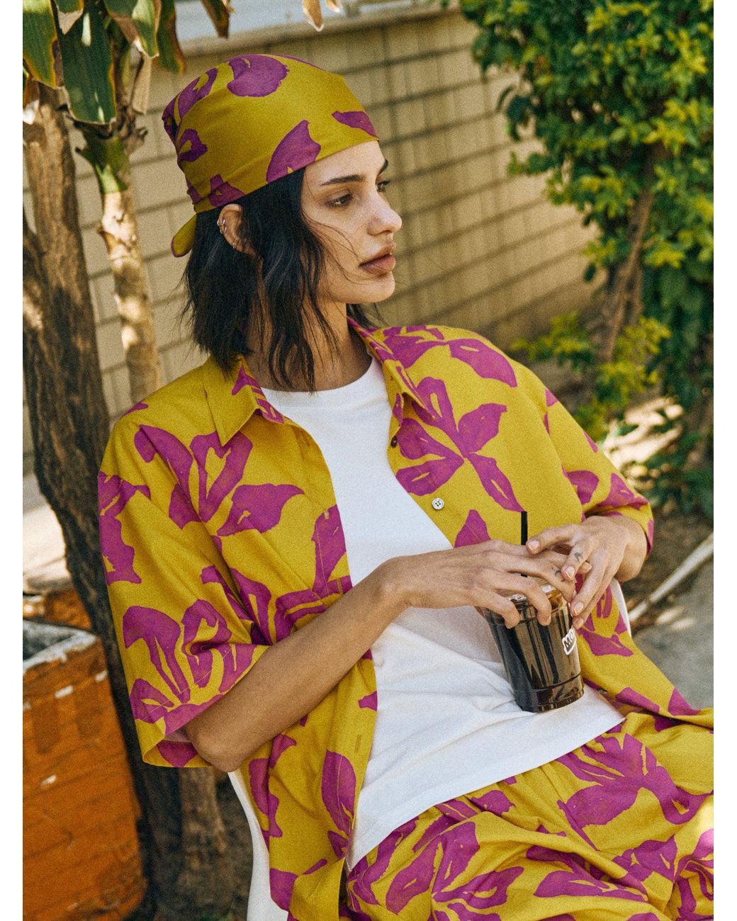 Lost Pattern Metallic Tropical Bliss Oversized Shirt
