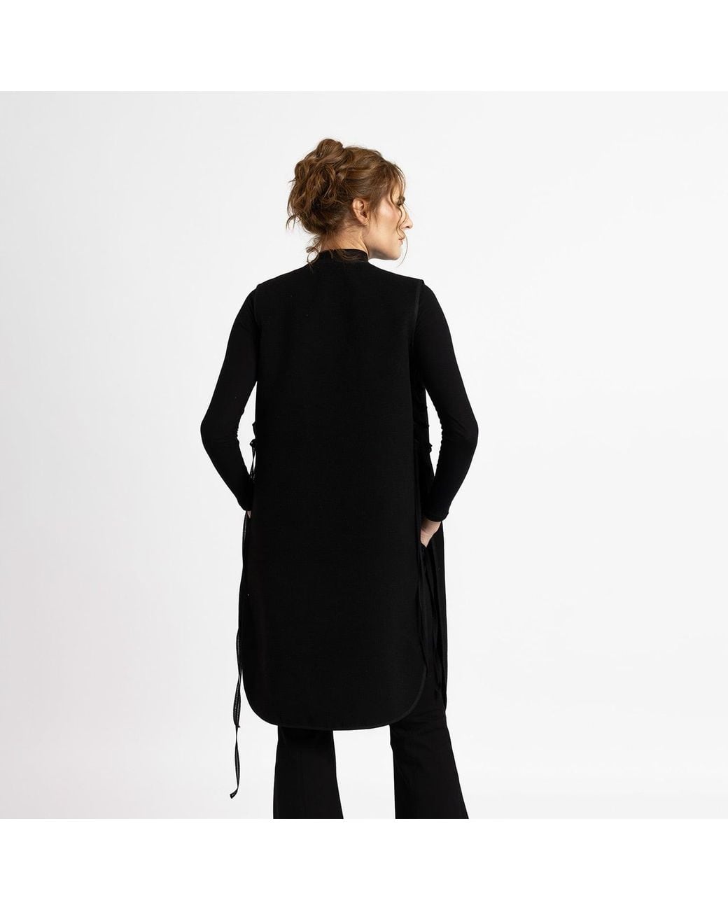 IZABELA MANDOIU Black Long Vest With Side Laces