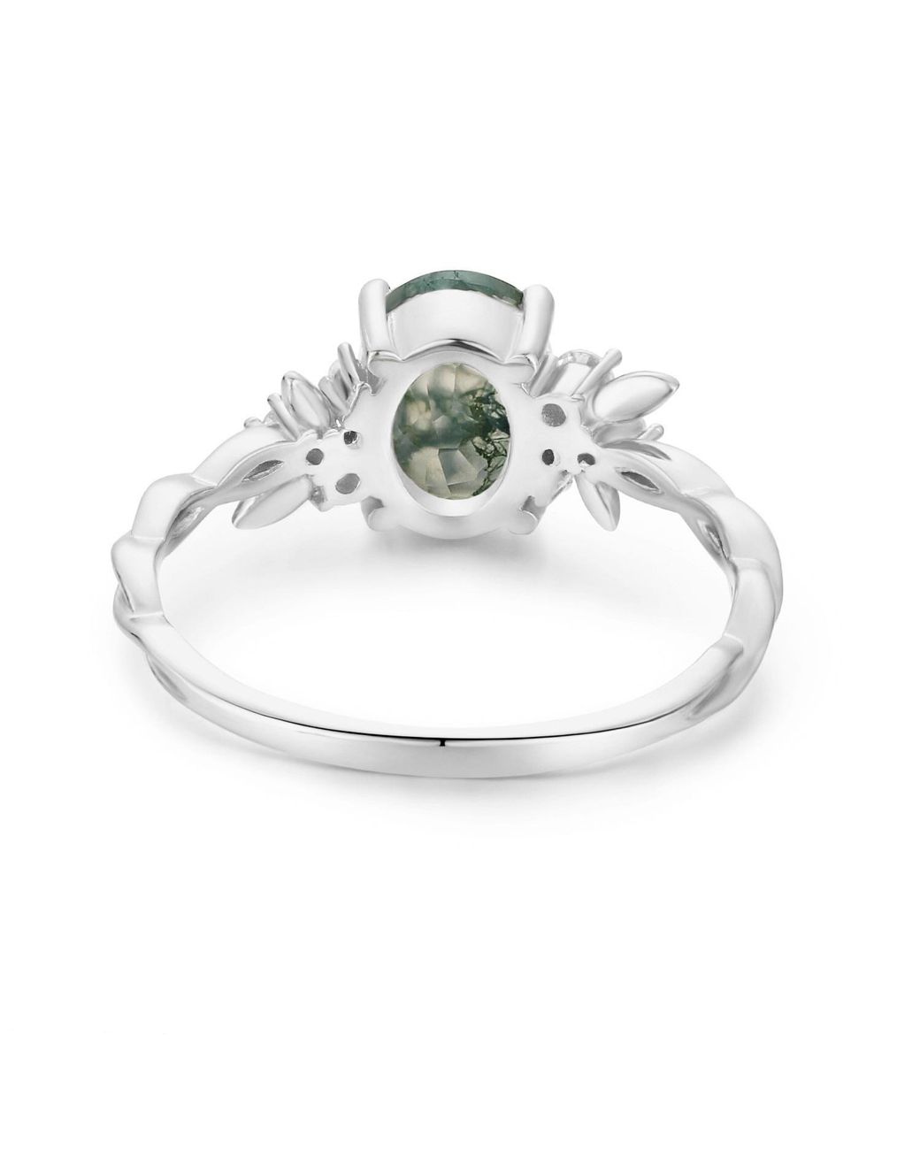 Azura Jewelry New York Green Enchanted Garden Moss Agate Ring Vermeil