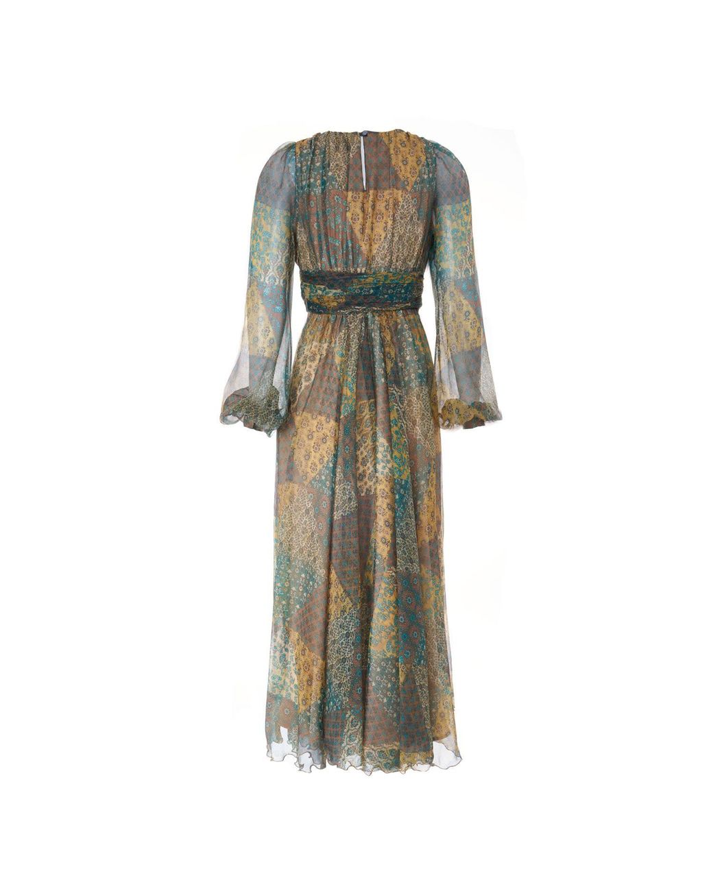 Sofia Tsereteli Green Floral Fantasy Silk Dress