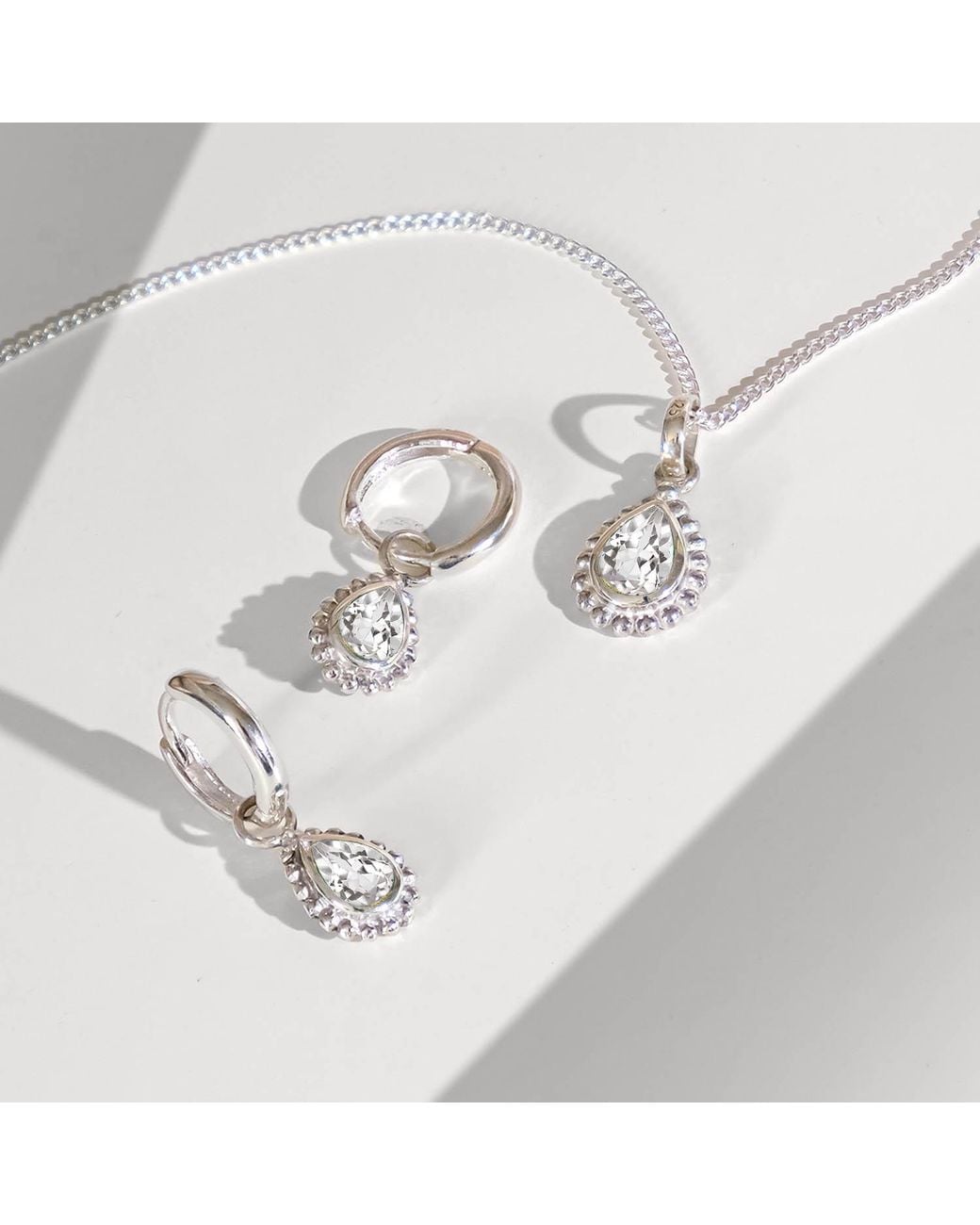 Charlotte's Web Jewellery Metallic April Birthstone Sterling Necklace And Earring Set