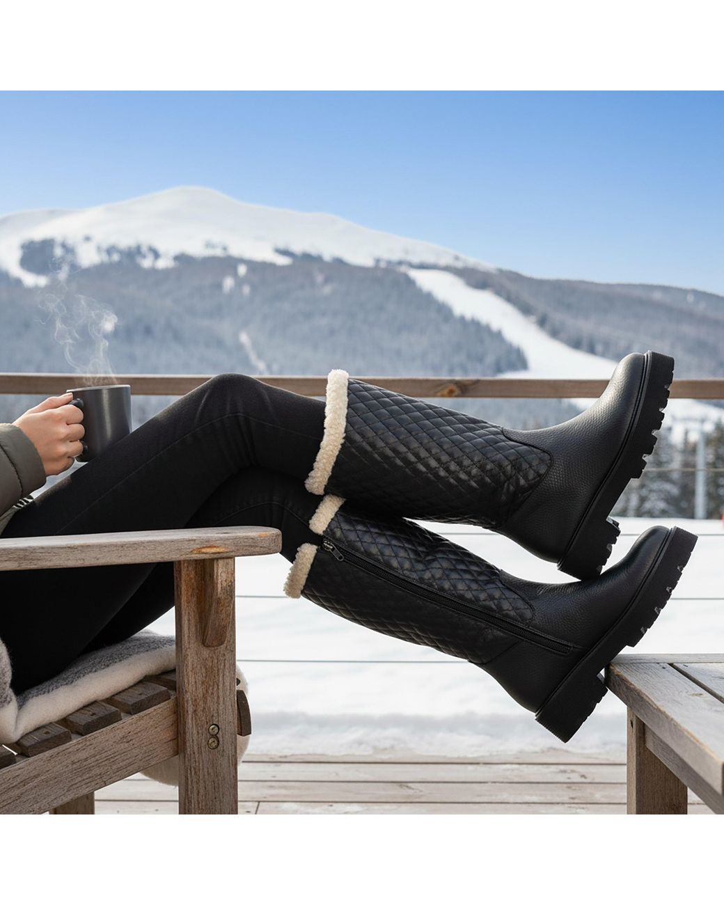 Beautiisoles by Robyn Shreiber Made in Italy Blue Tulsa Leather Platform Winter Boot