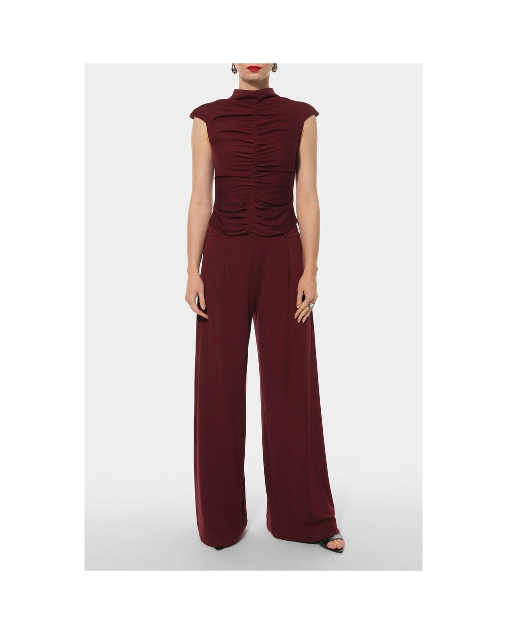 AGGI by HALEWSKI Red Rita Burgundy Blouse