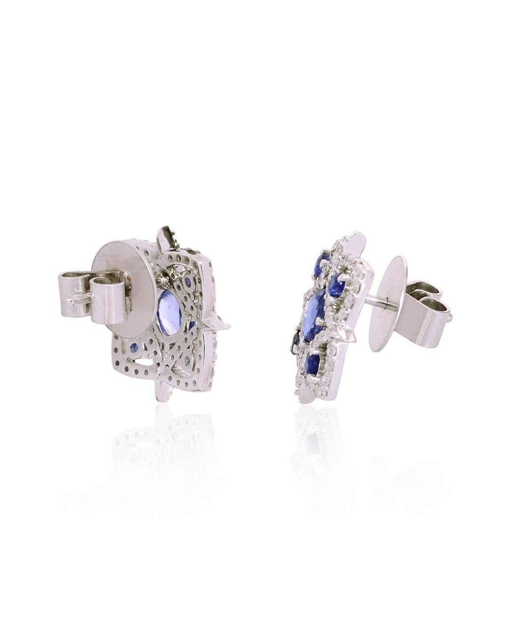 Artisan Blue 18K Sapphire & Diamond Stud Earrings
