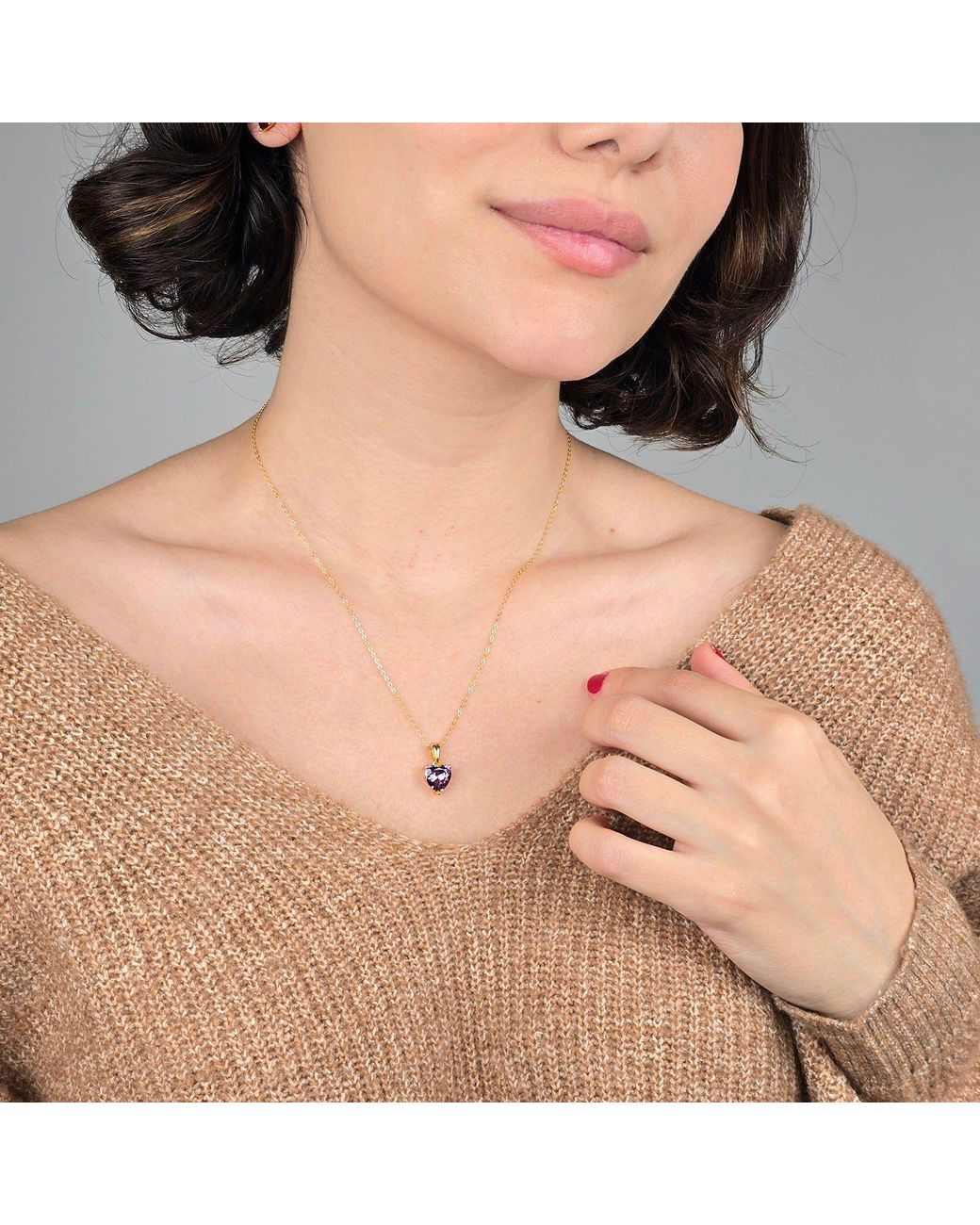 Sophelia Multicolor Heart Amethyst February Birthstone Necklace