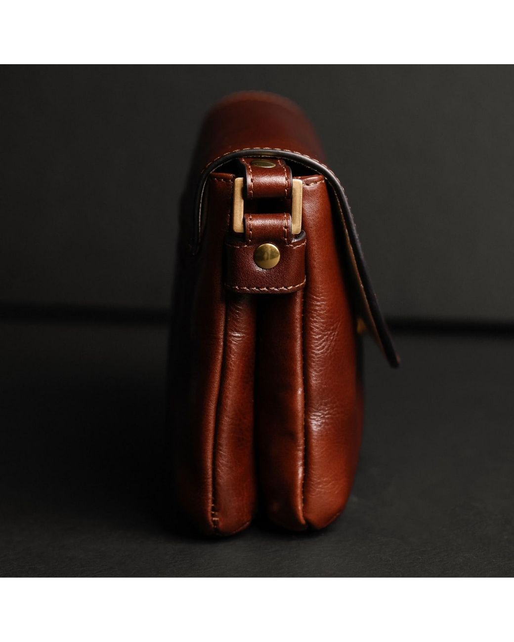 Time Resistance Brown Leather Cross Body Bag For