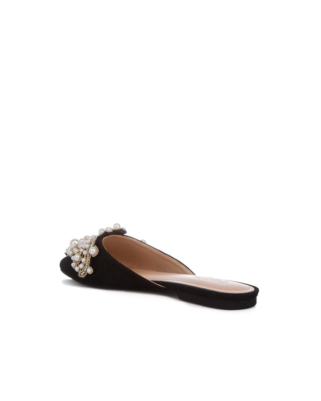 Rag & Co Black Astre Embellished Delicate Pearl Mules