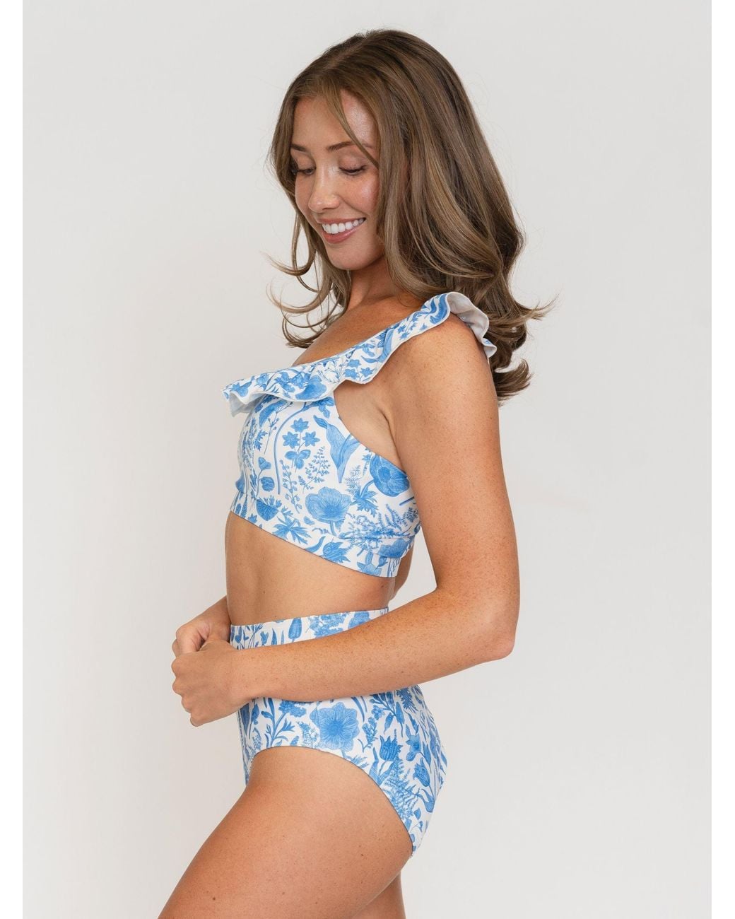 Lime Ricki Swimwear Blue Botany High-Waist Bottom