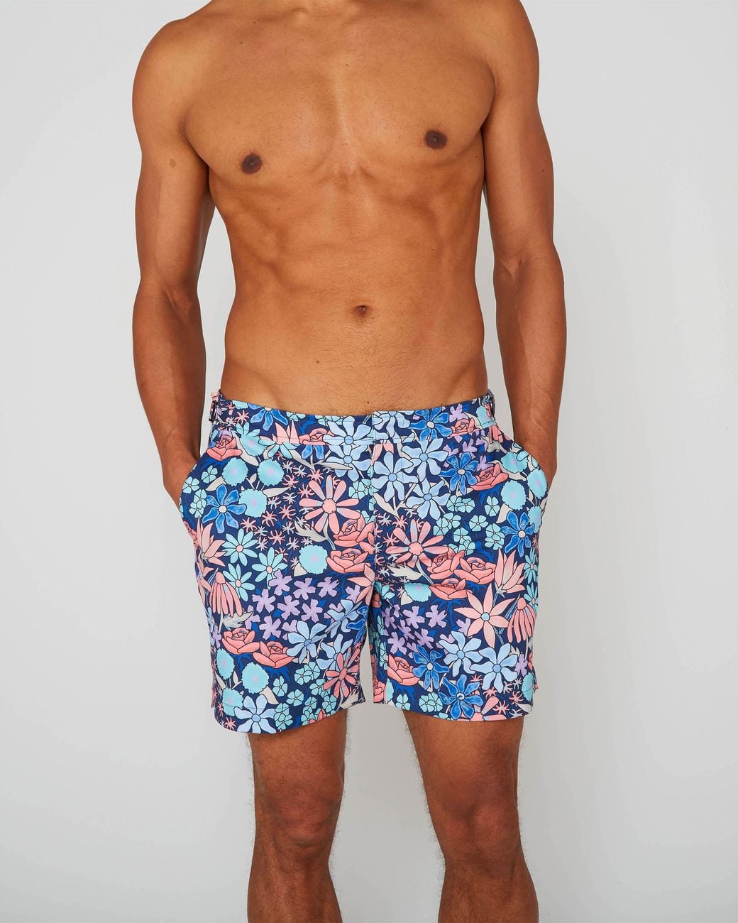 Lords of Harlech Blue Pool Rough Floral Swim Short for men
