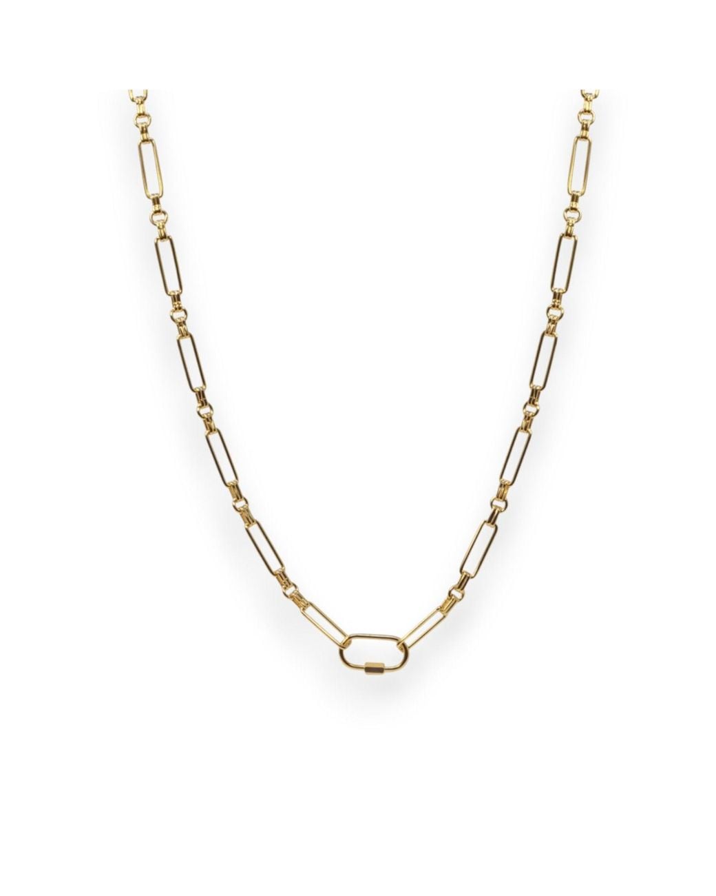 Alexie of Athens Metallic Flat Link Charm Chain Necklace