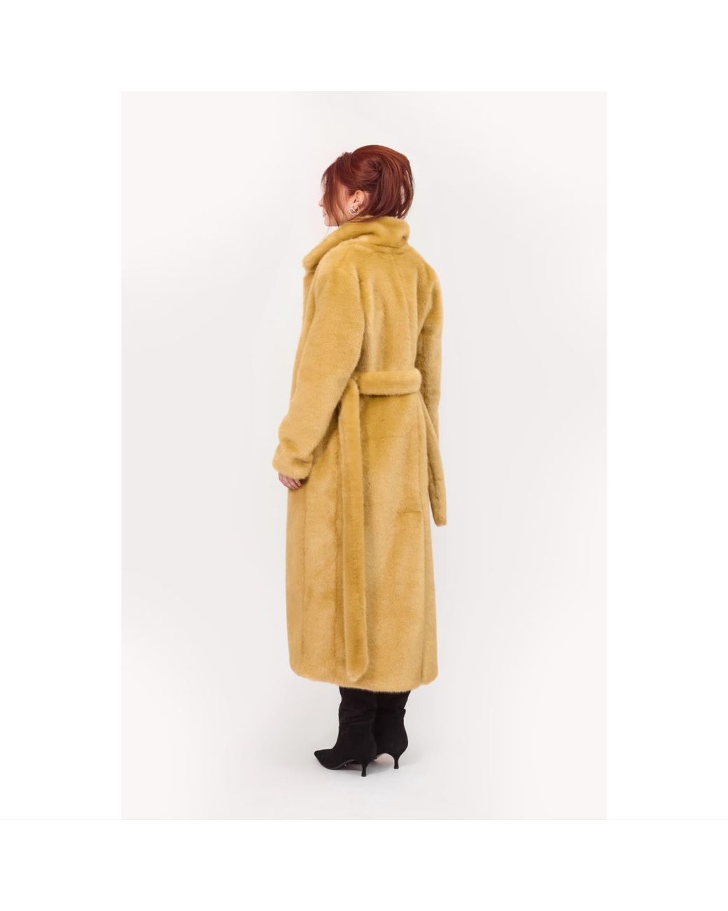 Julia Allert Metallic Neutrals Demi-Season Solid Faux Fur Coat Warm