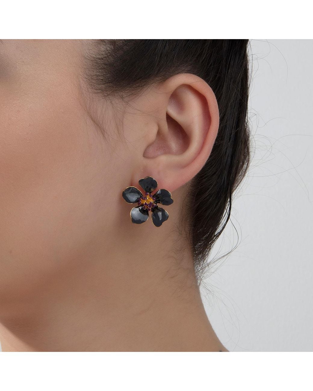 Milou Jewelry Gray Cherry Blossom Flower Earrings