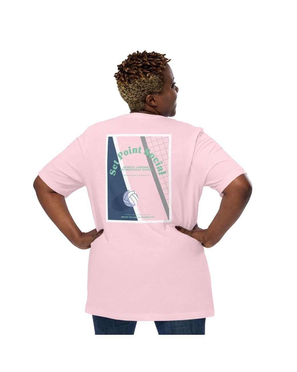 Anchor and Crew Pink Cotton Set Point Social Volleyball Club League Organic Cotton T-Shirt