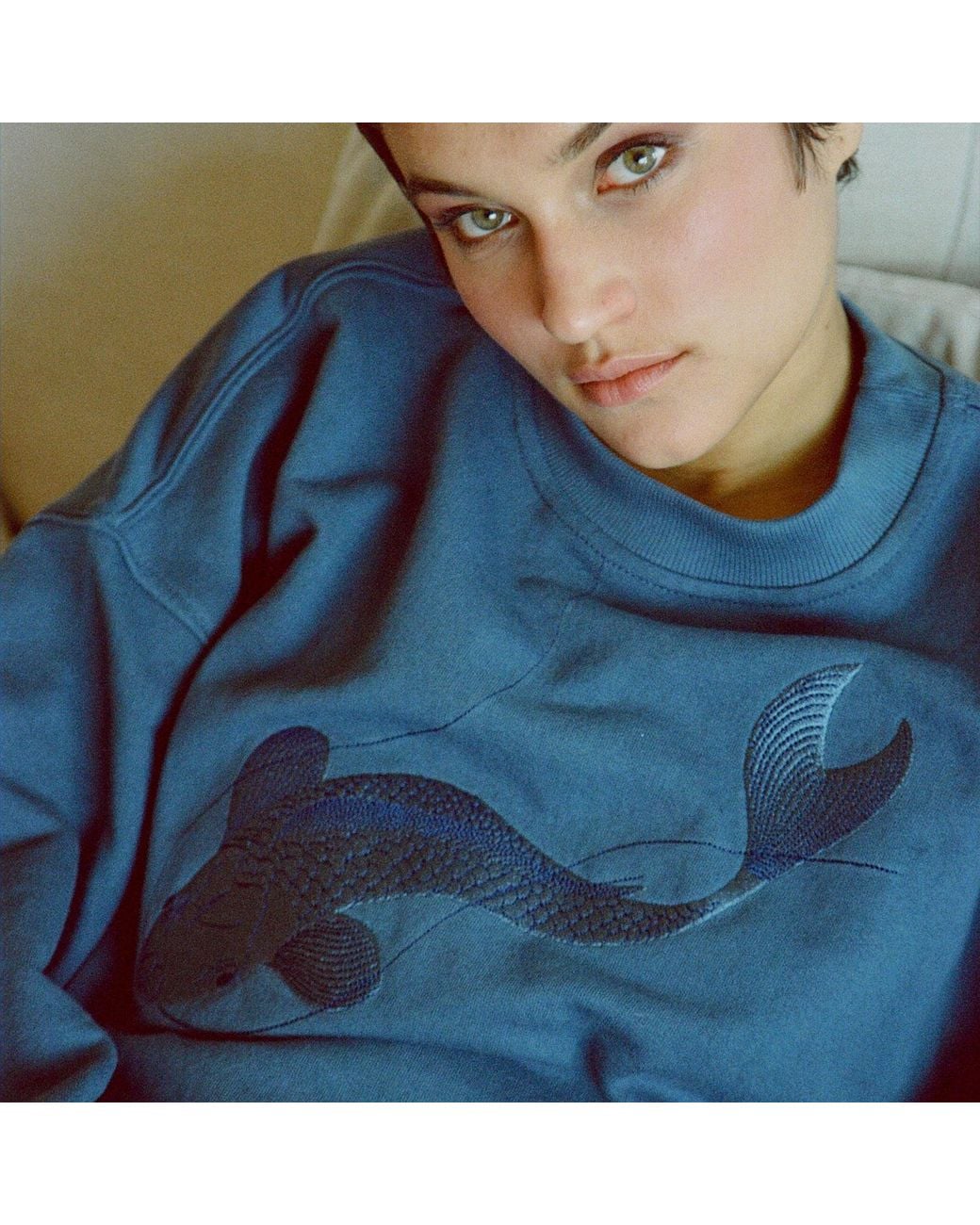 Audrey Vallens Blue Miss Av Sweatshirt With Embroidery