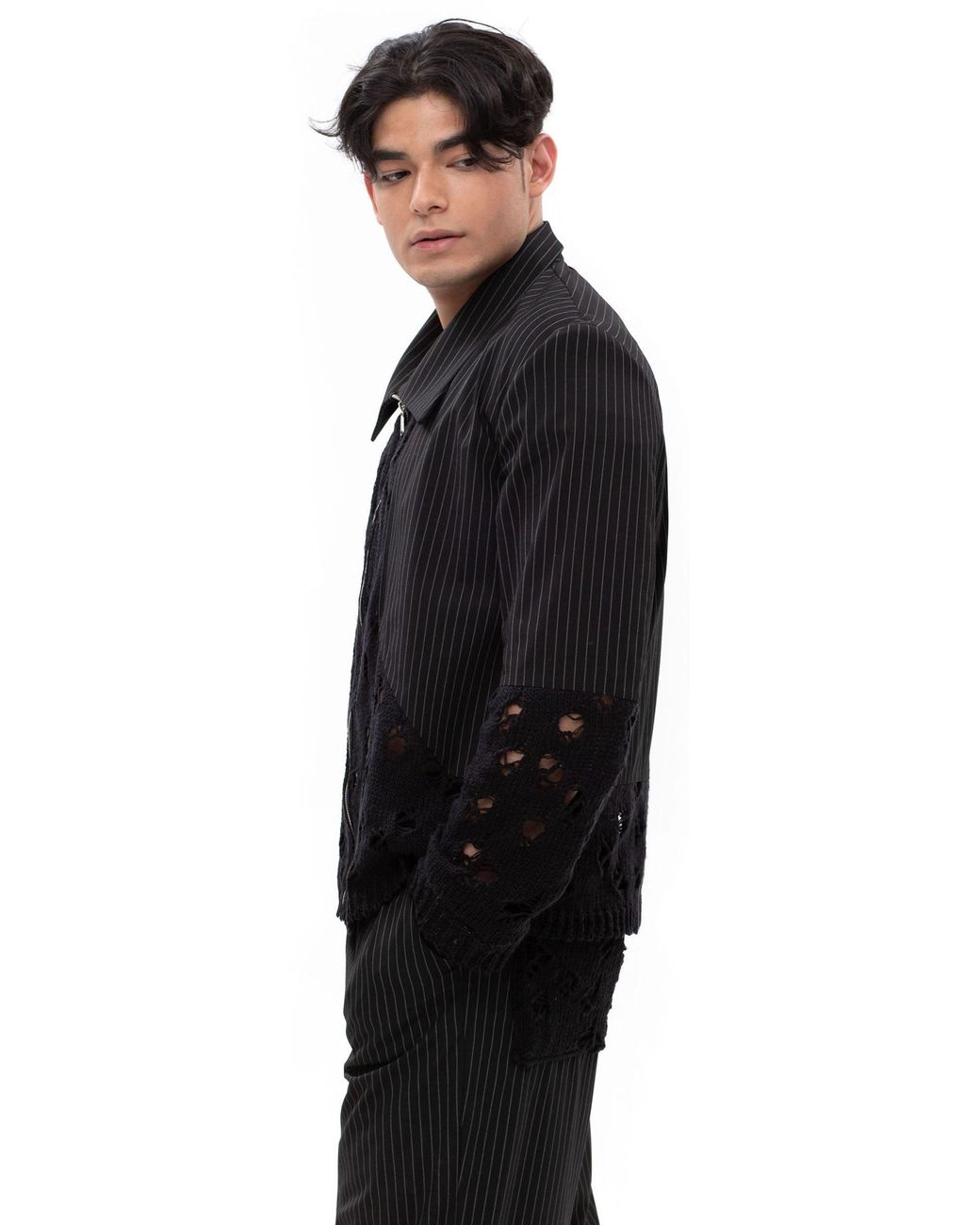 Maison Bogomil Black Split Code Trousers for men