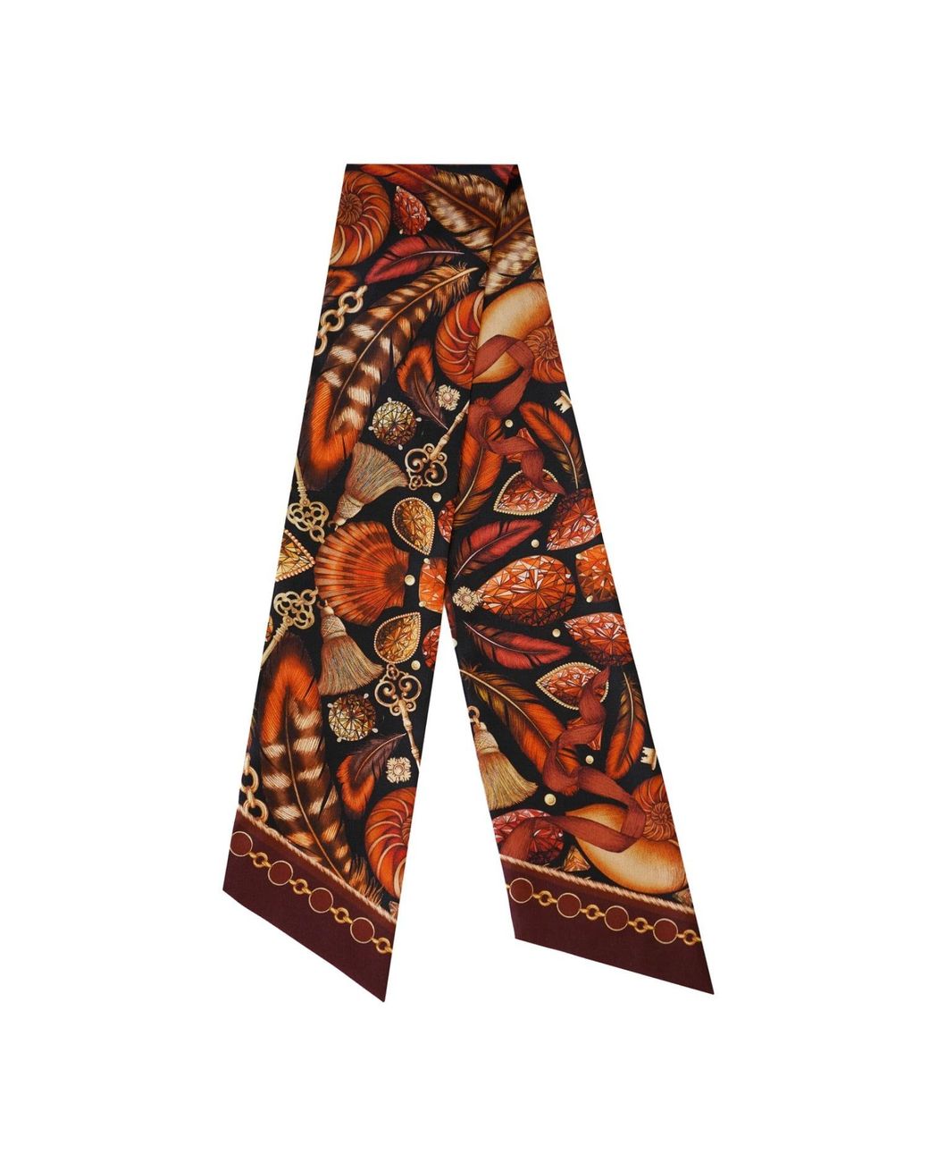 Emily Carter Brown Neutrals The Feather Baroque Luxe Twilly Scarf